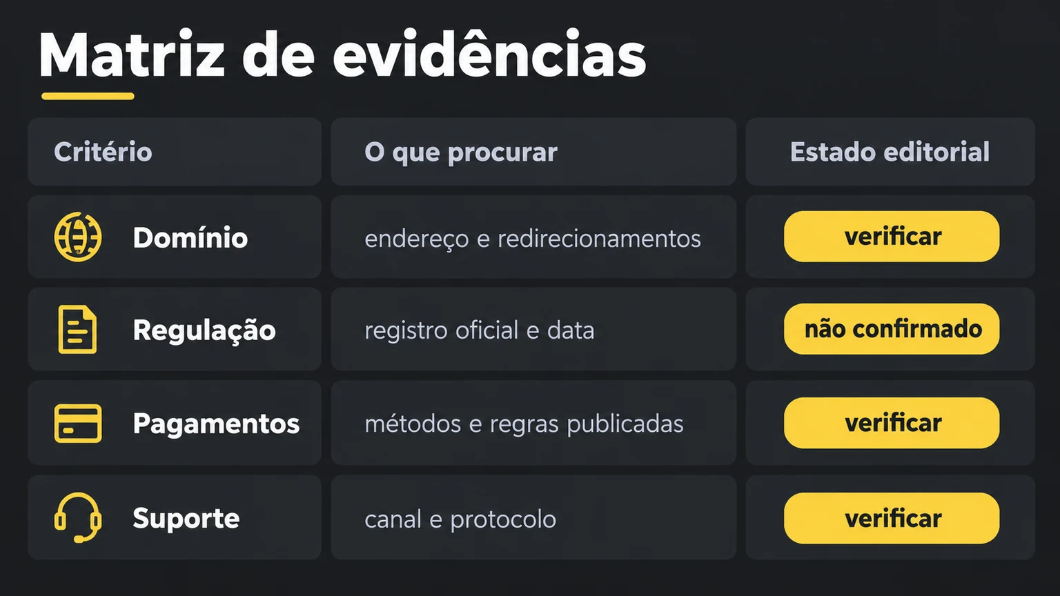 Matriz editorial de confiança da BandBet